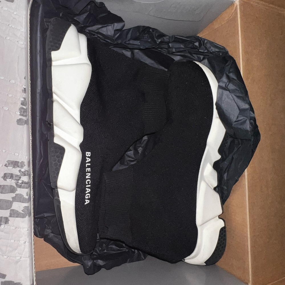 Size 5 Balenciaga sock sneakers in black and white